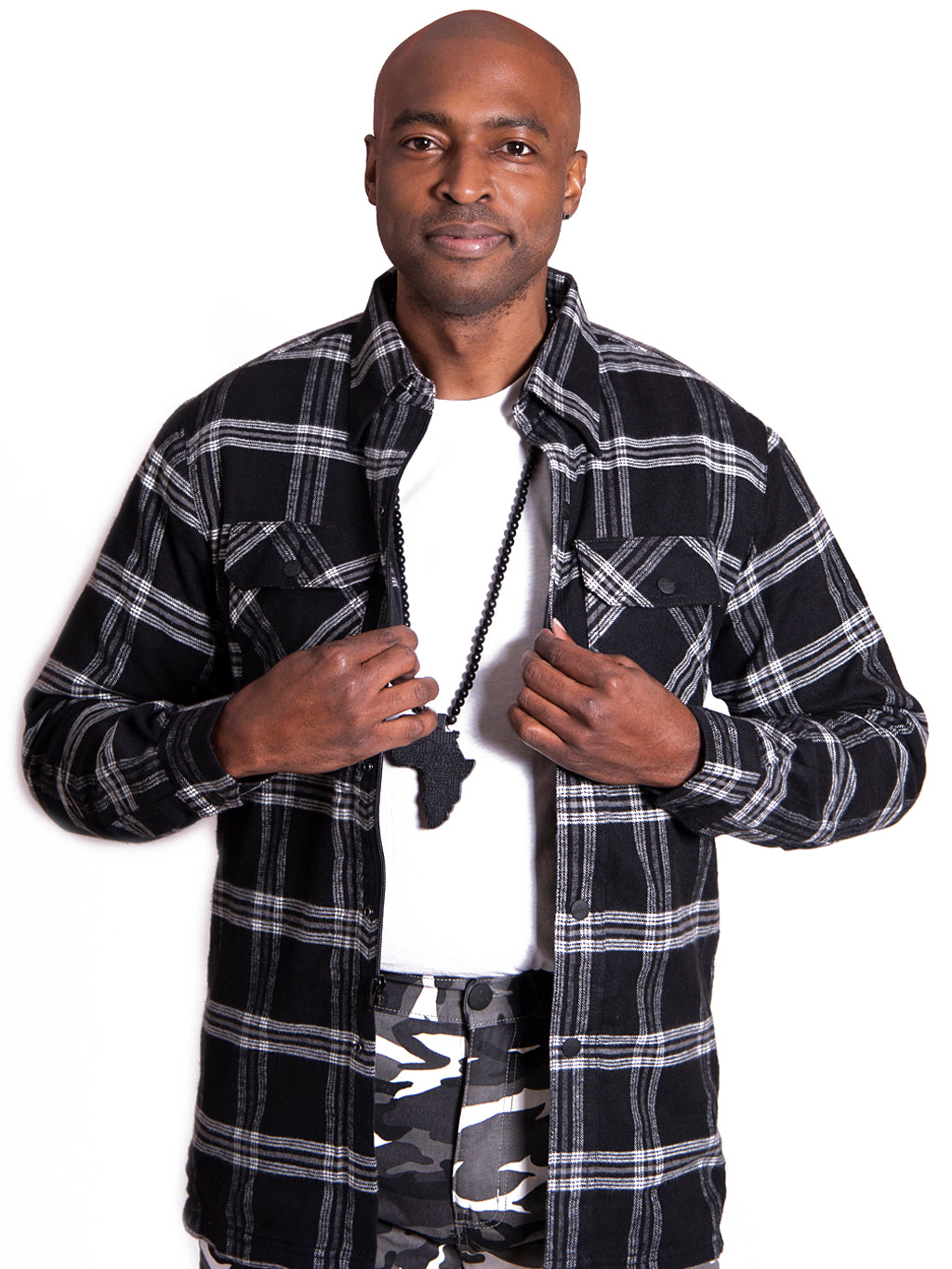 Motorcycle Cruiser Flannel Shirt built with Kevlar® (Black n Grey)