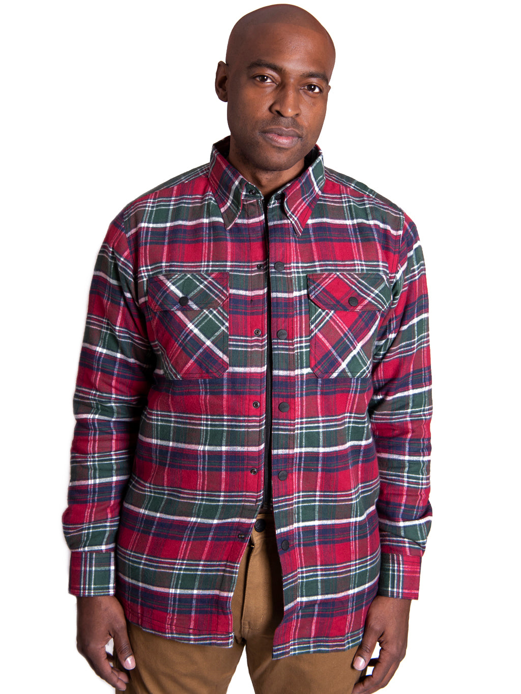 Motorcycle Cruiser Flannel Shirt built with Kevlar® (Red n Green)