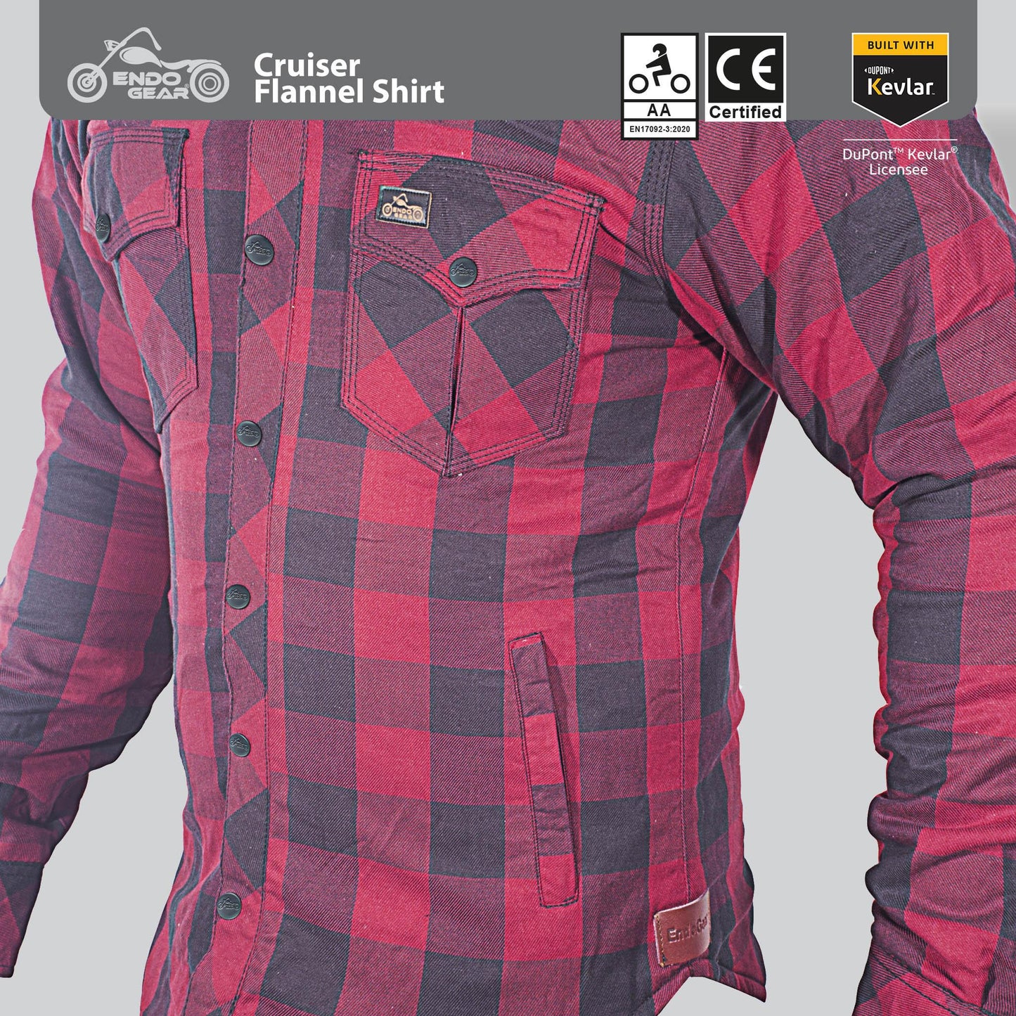 Motorcycle Flannel Riding Shirt - Red/Black