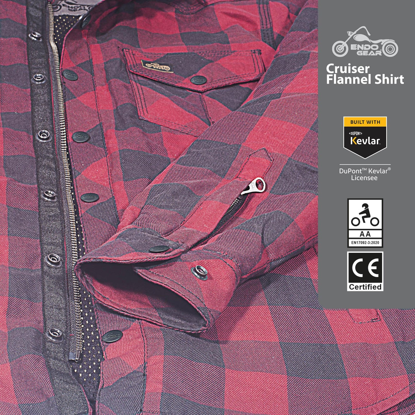 Motorcycle Flannel Riding Shirt - Red/Black