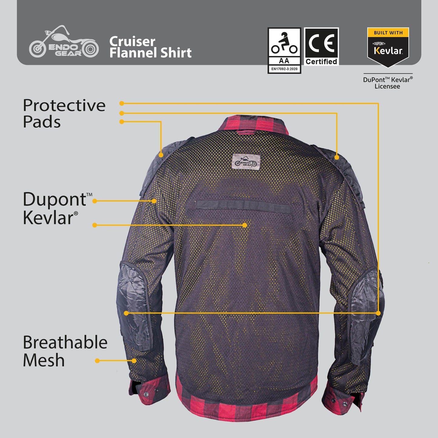 Motorcycle Flannel Riding Shirt - Red/Black