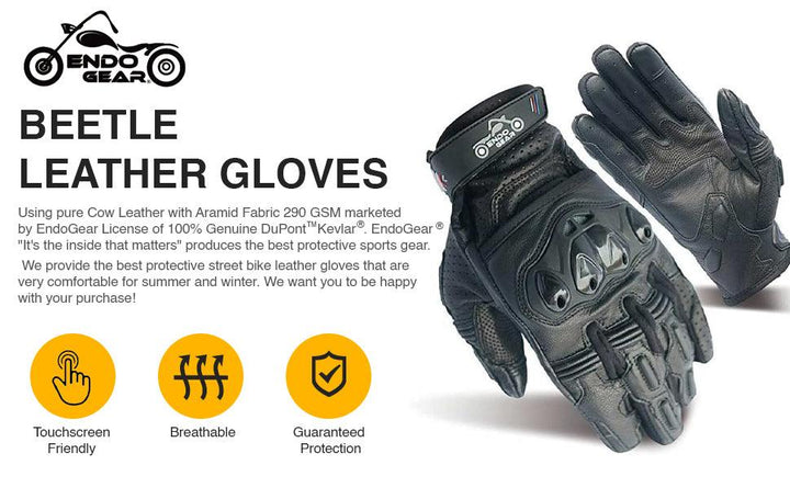 Black Beetle Gloves | Motorcycle Leather Gloves | EndoGear
