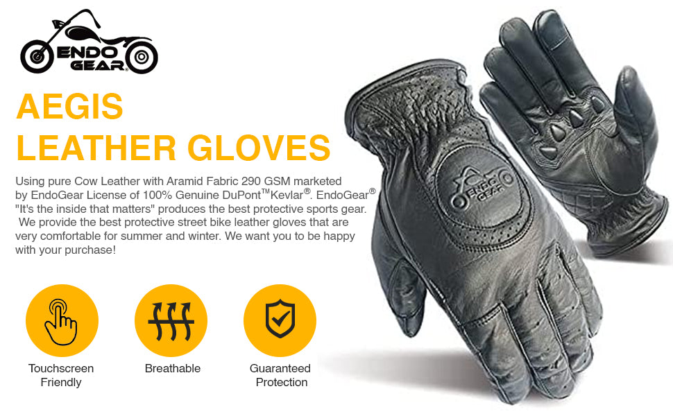 Aegis Leather Gloves | Black Leather Gloves | EndoGear