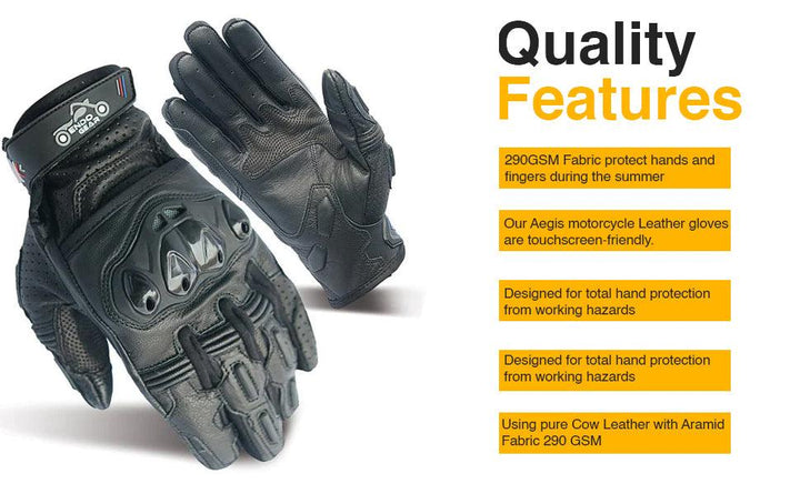 Black Beetle Gloves | Motorcycle Leather Gloves | EndoGear
