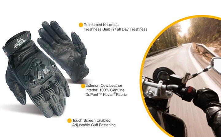 Black Beetle Gloves | Motorcycle Leather Gloves | EndoGear