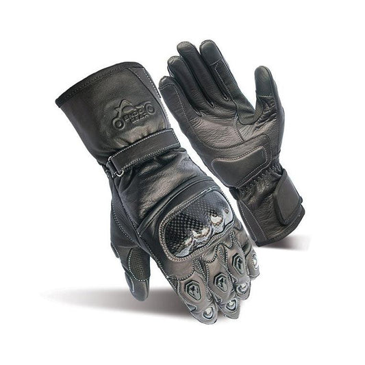 Black Leather Motorcycle Gloves