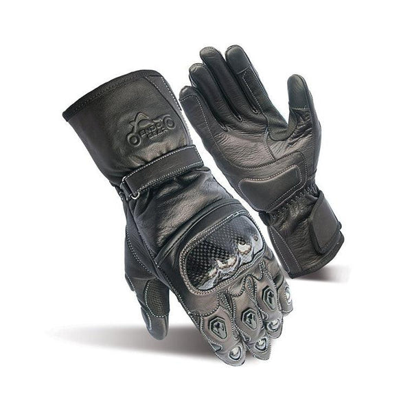 Black Leather Motorcycle Gloves