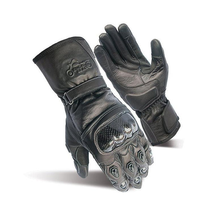 Black Leather Motorcycle Gloves