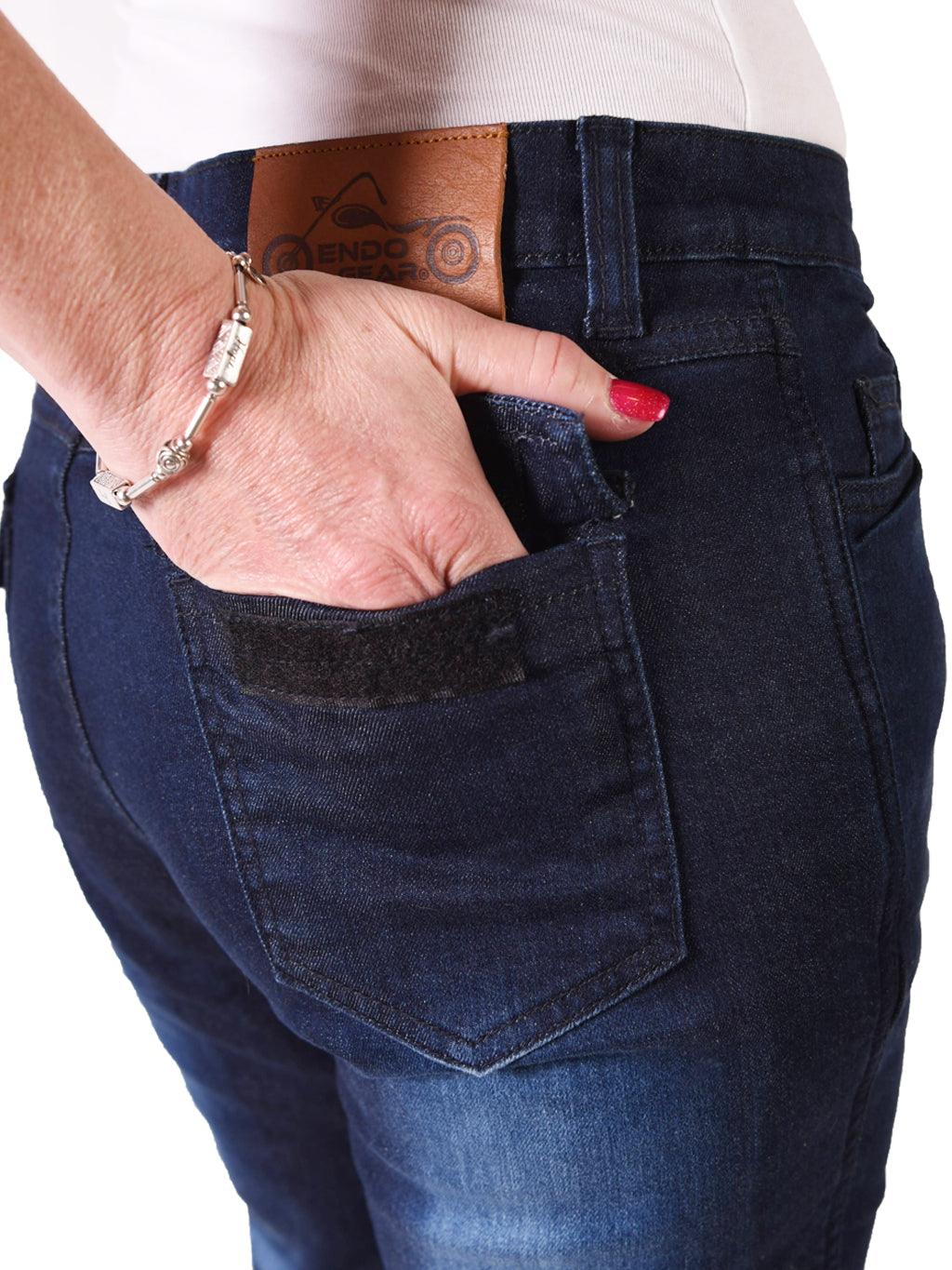 women's biker jeans with knee pads